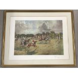 A signed limited edition print of a polo match "Cowdray Park, Midhurst Cup 19-7-81. Ed. 171/350.