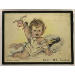 A framed and glazed small Dorothy Heather print "6 A.M-Hullo Everbody" depicting a child and toys.