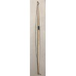 A wooden 48# longbow including string with leather string keeper.