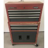 A modern Sealey American Pro two sectional tool chest on wheels.