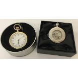 2 modern quartz pocket watches complete with chains; both boxed.