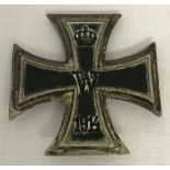 A WWI Iron Cross dated 1914. Pin to reverse is missing.