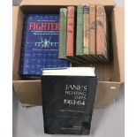 A collection of military related books to include Jane's Fighting Ships.