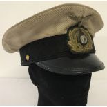 WW2 Style Kriegsmarine Peaked Cap with bullion and metal cap badges.