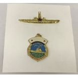 Cold War style Submariners screw back badge & medallion.