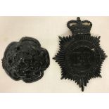 Devon & Cornwall Constabulary Police Badge and Rose, painted black.