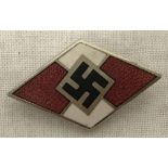 WW2 Style Hitler Youth Red Diamond Badge, marked to reverse.