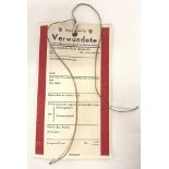 WW2 style German soldiers rectangular vacant wound tag card.