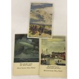 3 x WW1 Style German post card featuring Zeppelins and aeroplanes.