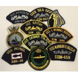 A collection of 10 submarine cloth patches.