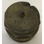 WW1 Style British Wagon or Cannon Wheel Hub. Marked 1914.