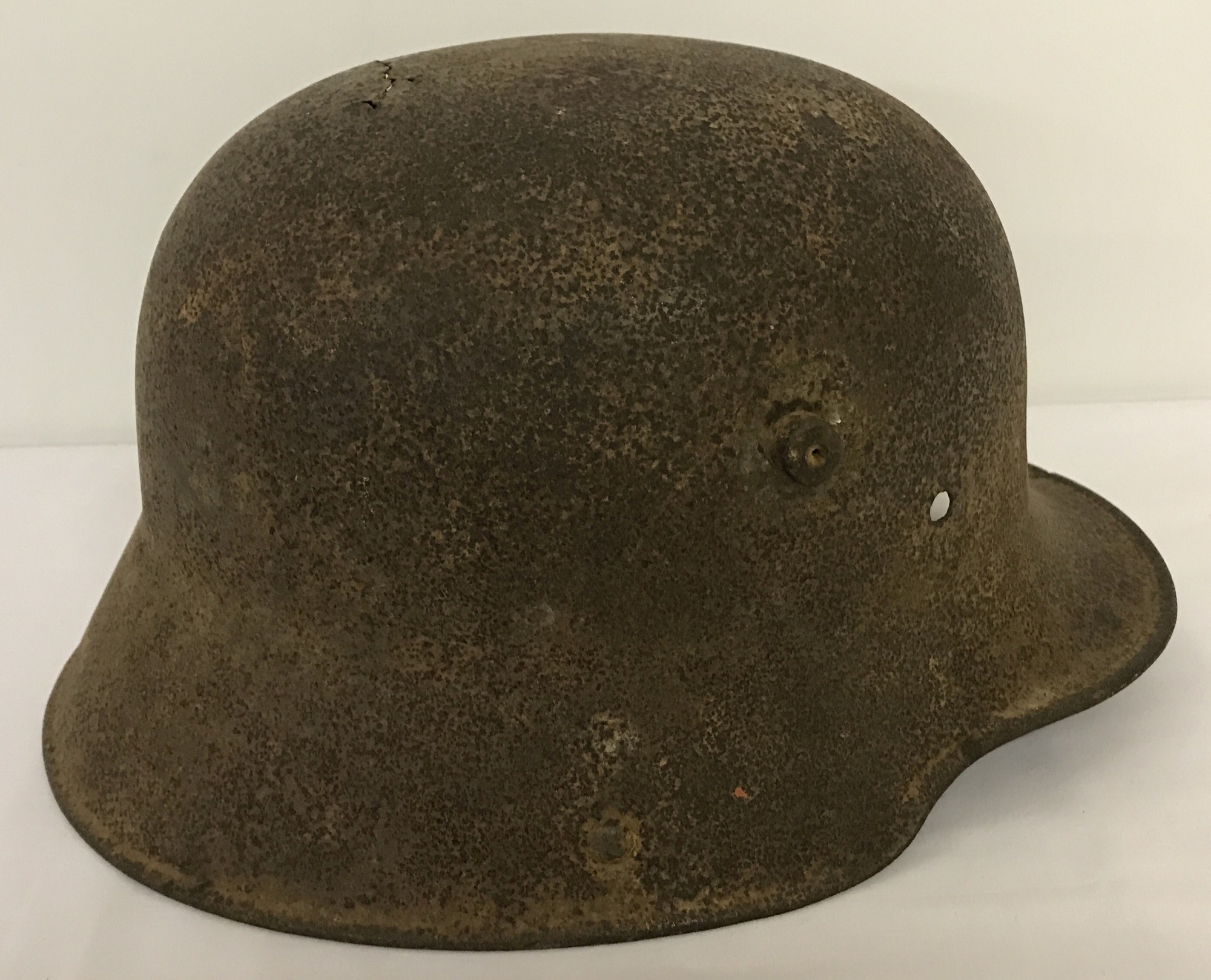 A German WWI M-16 Stahlhelm helmet.