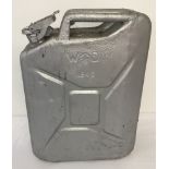 A WWII era British jerry can, marked with War dept. markings and dated 1945.