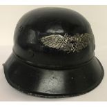 WW2 Style Luftshutz (Air Raid Police) Helmet with liner and leather chin strap.