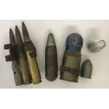 Collection of rounds, heads and an M918 40mm US Marine Grenade.