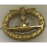 WW2 Style Kriegsmarine U-Boat Crew pin-back Badge.