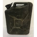 WW2 Era British Army Jerry Can. Dated 1943. Marked with War Dept. Arrow.