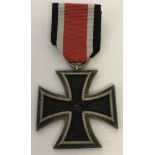 WW2 Style Iron Cross 2nd Class EK2 Medal on black, white and red ribbon .