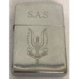 S.A.S engraved modern windproof lighter.
