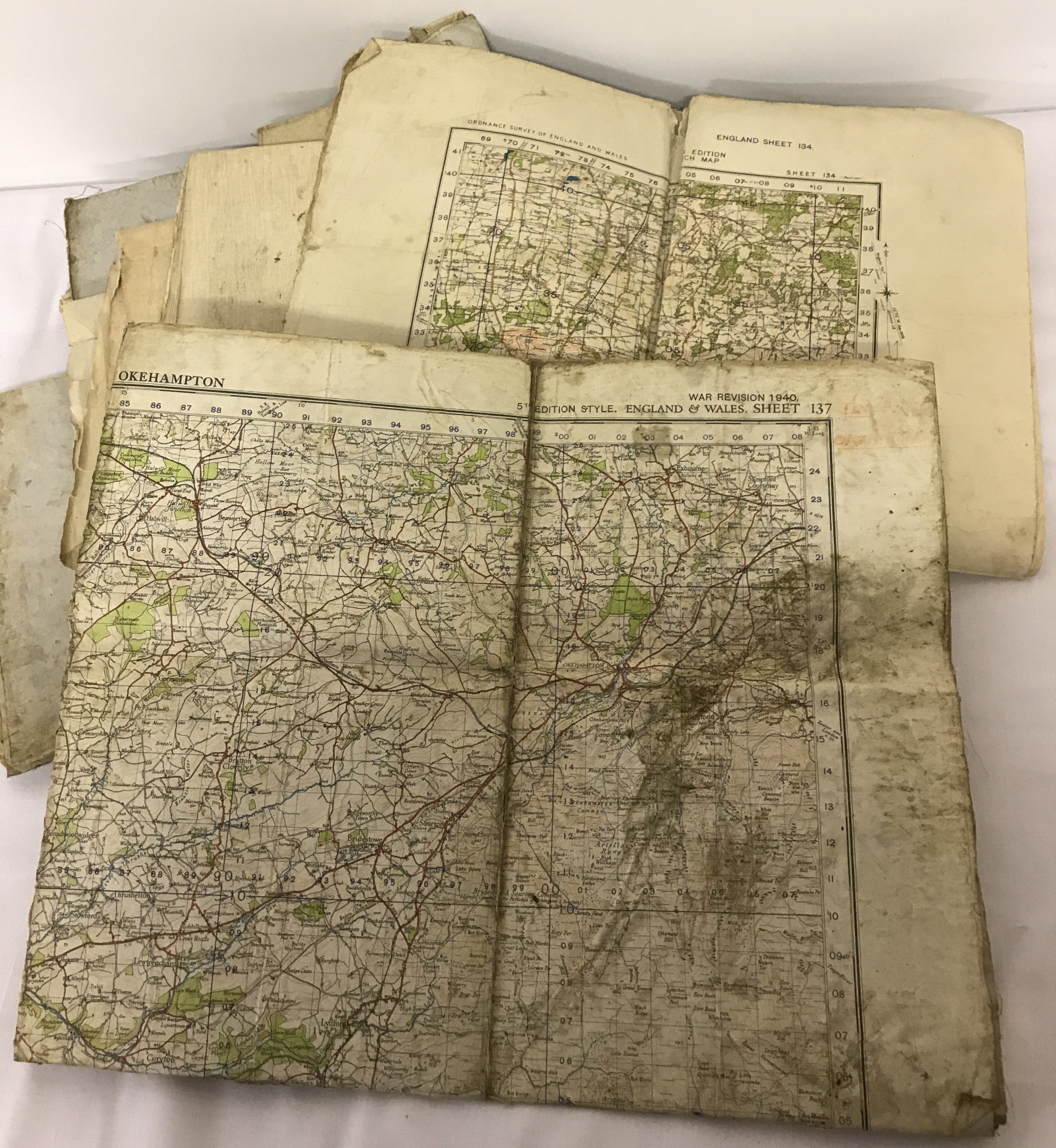 A collection of ordnance survey maps issued by the war office.