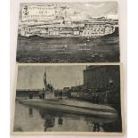 2 WW1 British Postcards depicting the captured German Submarine UC-5.