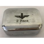 White Metal Soap Tin. "2 Para" Engraved to Top.