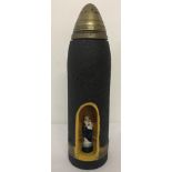 WW1 British trench art 18 Pdr Shrapnel Shell with religious statue in projectile. Inert.