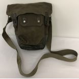 A WWII era Swedish Military gas mask bag, stamped FKA to interior.