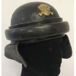 WW2 Style Italian leather tank helmet complete with integral neck guard and chin strap.