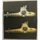Iranian Submariners screw back badges in silver and gold class.