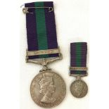 A Elizabeth II General service medal with Malaya clasp awarded to Lt. D.N.Bisgood. R.F.