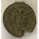 WW2 battlefield relic Hitler Youth leaders buckle found in the Halbe Forest, Germany.