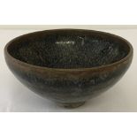 A Jian Ware style bowl with hare fur glaze in brown and black.