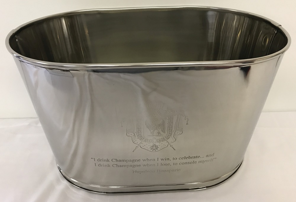 A large silver plated Bollinger Champagne bucket.