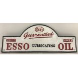 A cast iron painted, advertising, wall hanging plaque for Esso Lubricating Oil.