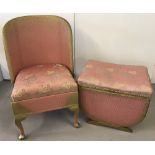 2 pieces of matching vintage Loom furniture in pink and gold.