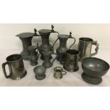 A collection of vintage pewter.