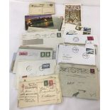 A collection of vintage Scandinavian franked envelopes and postcards.