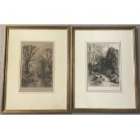 2 late 19th century etchings framed in matching gilt frames and glazed.