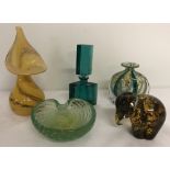 5 pieces of art glass.