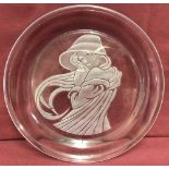 A Michael Yates limited edition hand engraved "Country Ladies" lead crystal plate.