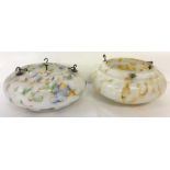 2 vintage coloured glass mottled effect fly catcher lampshades.