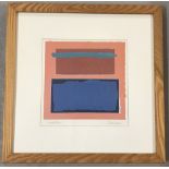 A framed modern abstract artwork entitled "Composition".