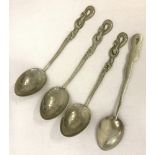 4 early 20th century Japanese white metal spoons.