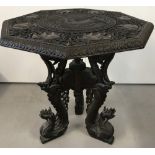 A late 19th century/early 20th century finely carved Burmese hardwood occasional table.