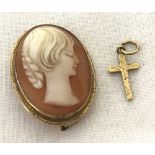 An oval cameo brooch set in 9ct gold surround.