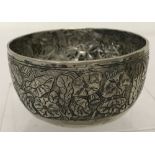 A Chinese silver bowl decorated with engraved floral decoration to outer rim.