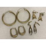 4 pairs of 9ct gold earrings.