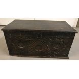 A dark wood antique two handled box.
