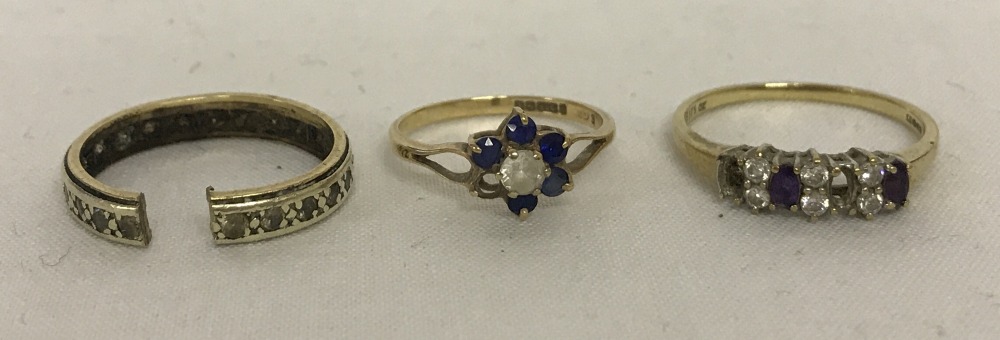 3 x ladies scrap gold dress rings.